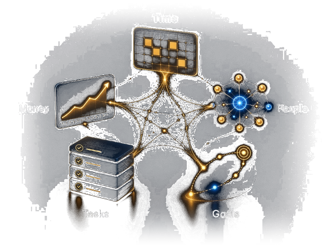 Remindion connects money, time, people, goals, and tasks in one Life OS